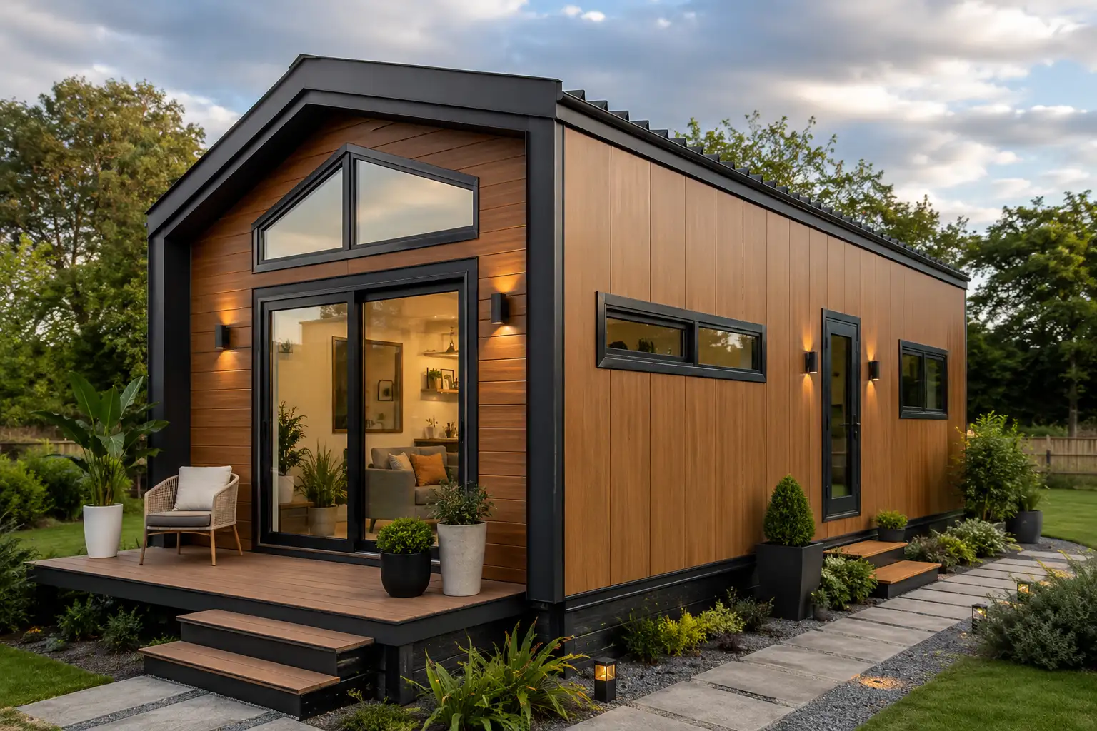 Tiny house exterior with insulated metal wall panels Tiny house exterior with insulated metal wall panels